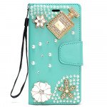 Wholesale iPhone 8 Plus / iPhone 7 Plus Crystal Flip Leather Wallet Case with Strap (Perfume Green)